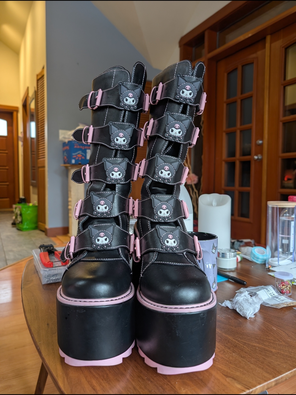 YRU Kuromi Dune Platform Buckle Boots - Picture 2 of 7
